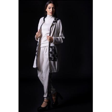 Icy wool cardigan, transparency, with trouser